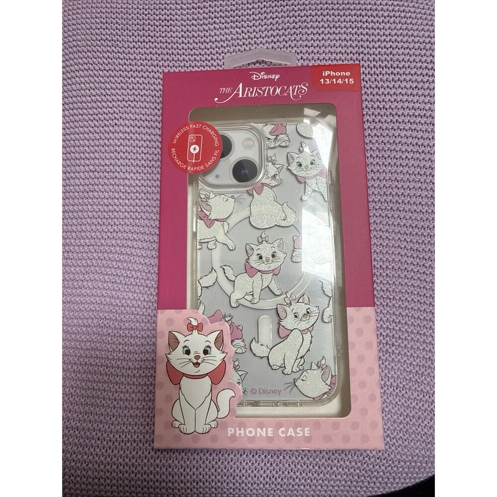 Disney MARIE Aristocats iPhone 13 14 15 Case SkinnyDip Pink Glitter MagSafe New